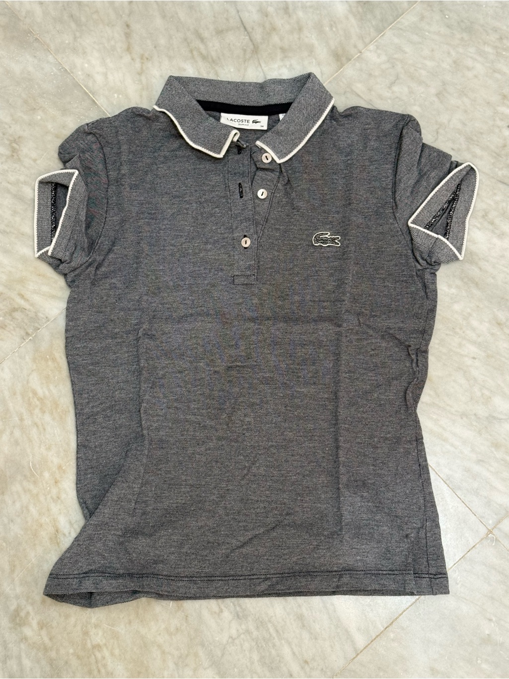 Lacoste Grey Polo Shirt With Contrast Trim